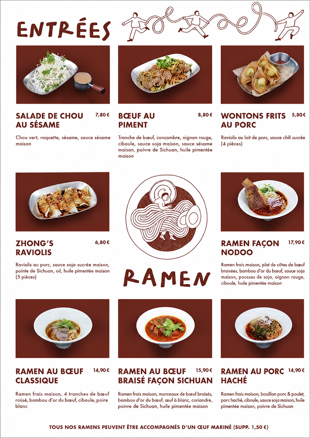 Menu Nodoo — Entrées & Ramen