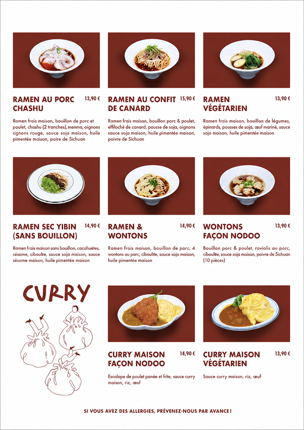 Menu Nodoo — Ramen & Curry